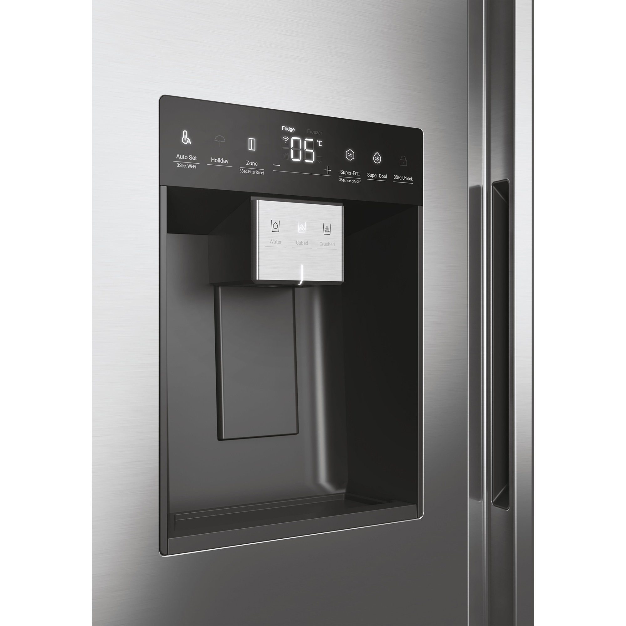 Haier Side-by-Side Front aus Edelstahl HSW59F18EIMM, 177,5 cm hoch, 90,5 cm breit, Wasser-/ Eiswürfeldispenser, Smart hON App-WIFI connected, No Frost