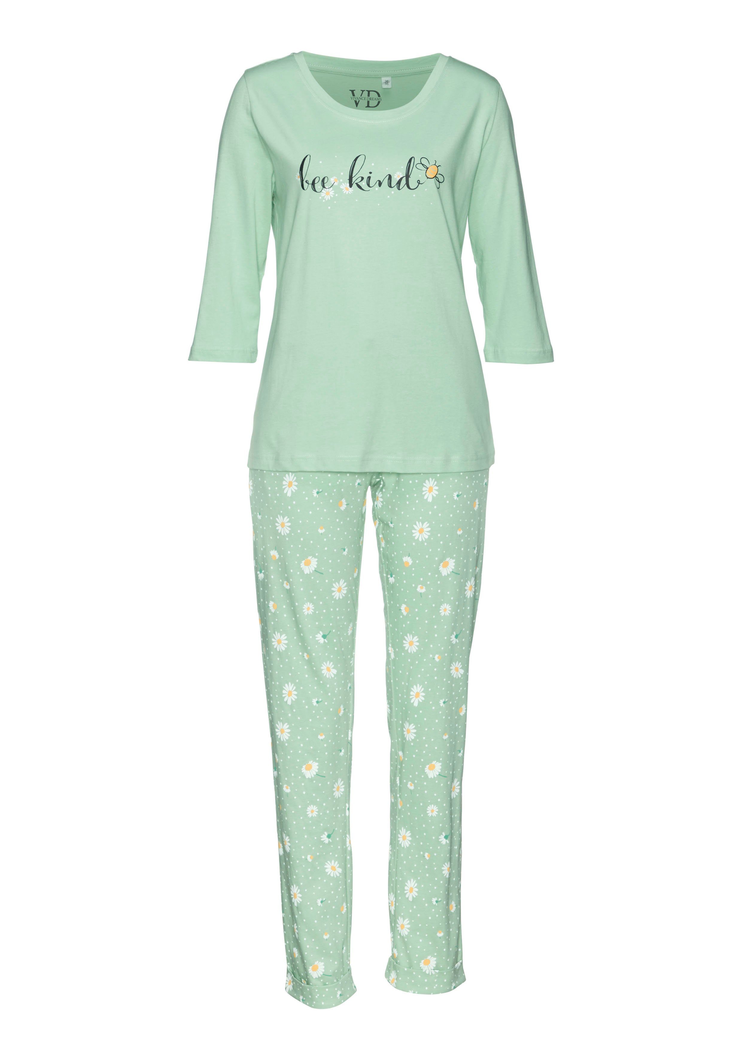 Vivance Dreams Pyjama (2 tlg., 1 Stück) mit Gänseblümchen-Druck