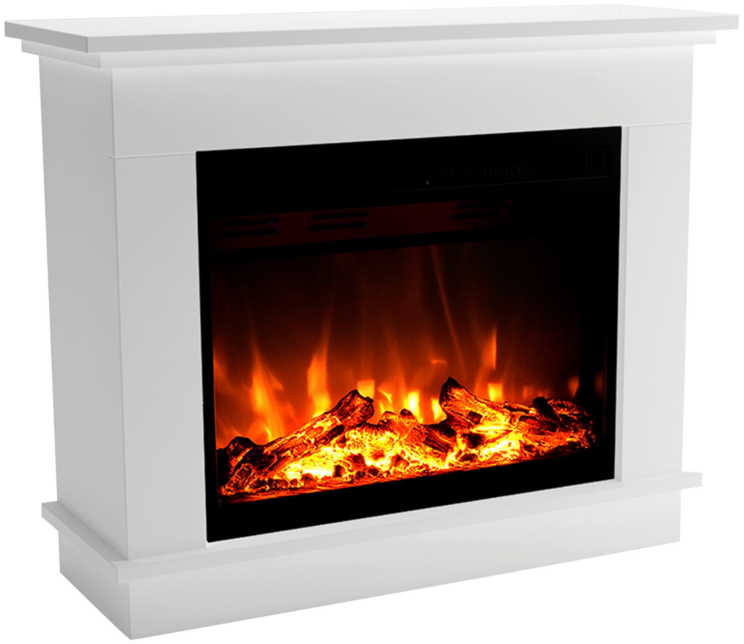 GLOW FIRE Elektrokamin Atlas LED L, LED Kamin mit Heizung, mit 3-fach Farbwechsler und Knisterfunktion