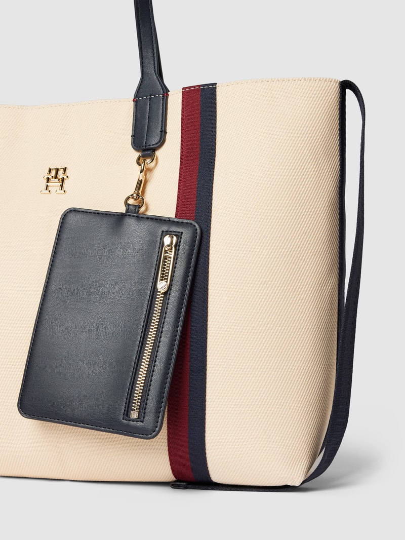 Handtasche mit Kontraststreifen Modell 'ICONIC' in sand
