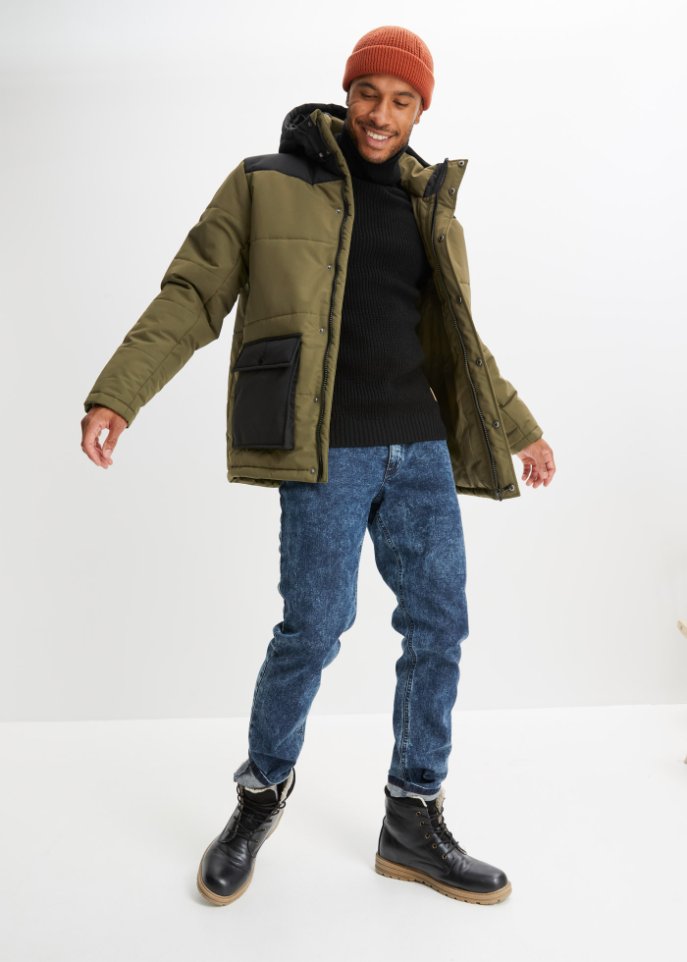 Steppjacke mit Kapuze und recyceltem Polyester