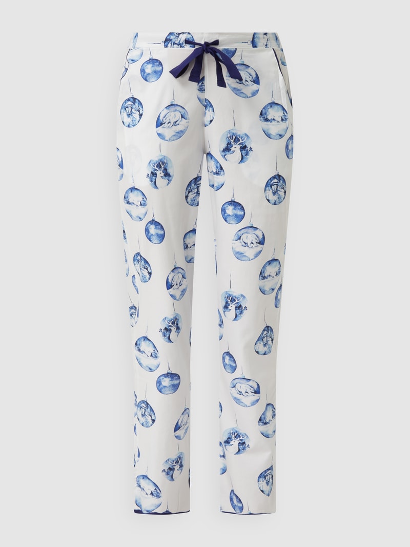 Pyjama-Hose mit Allover-Muster Modell 'Riley' in weiß