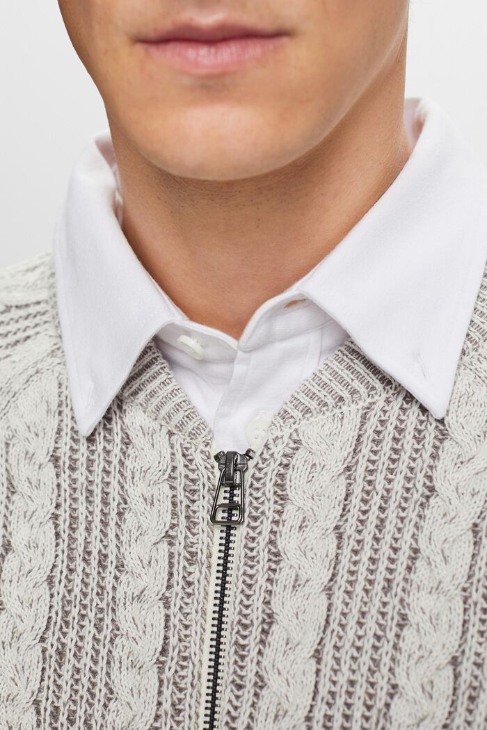 Zopfstrick-Cardigan mit Reißverschluss