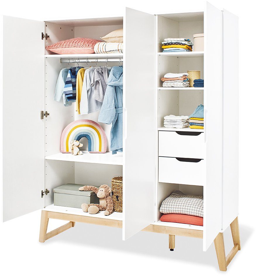 Pinolino® Kinderkleiderschrank Bridge 3-türig; groß; Made in Europe
