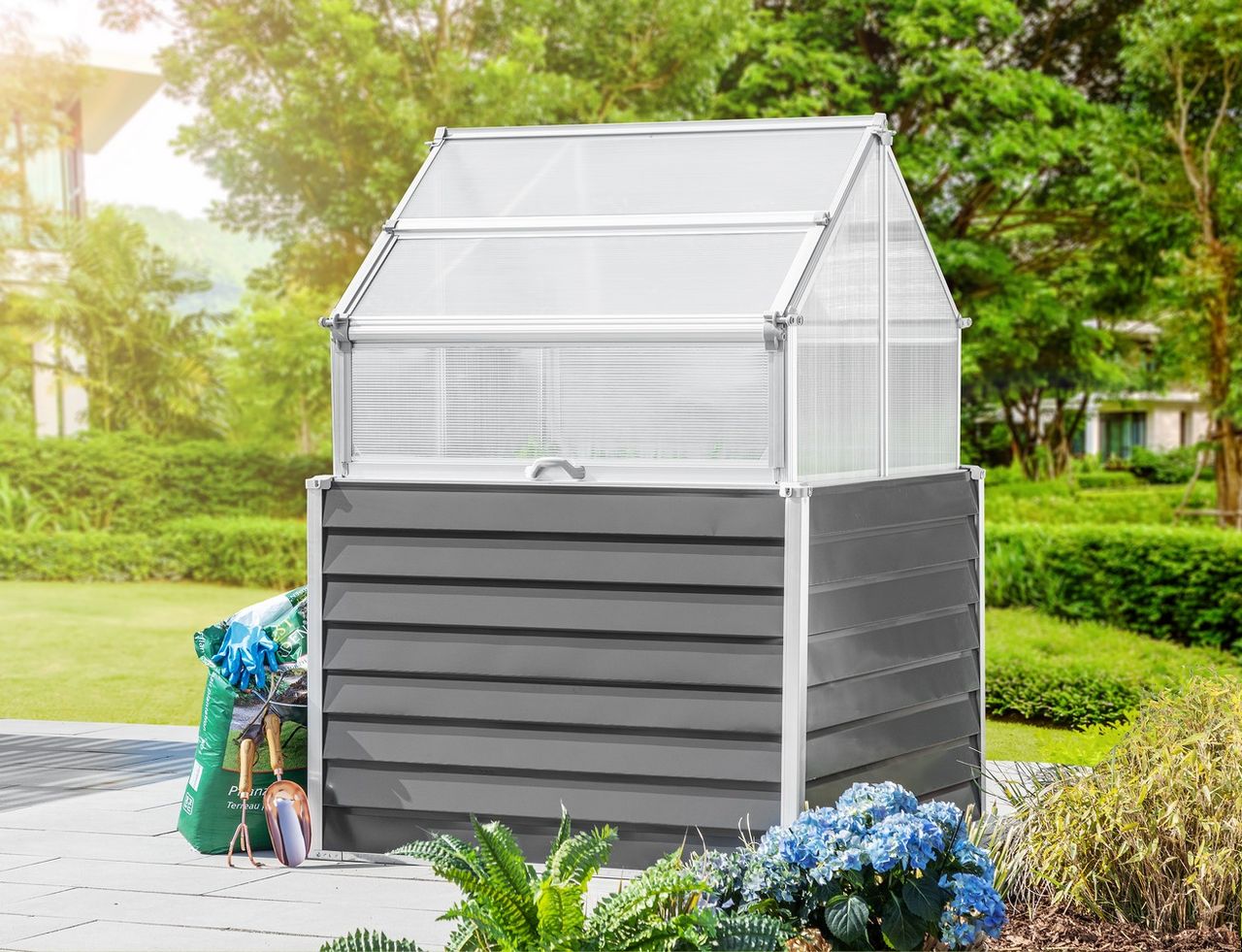 lovingHome® Garden Doppeltes Balkon-/Garten-Hochbeet - Anthrazit