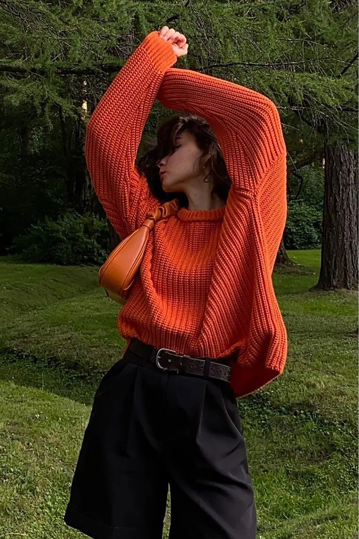 Madmext  Orangefarbener Basic-Pullover mit Fahrradkragen MG1264