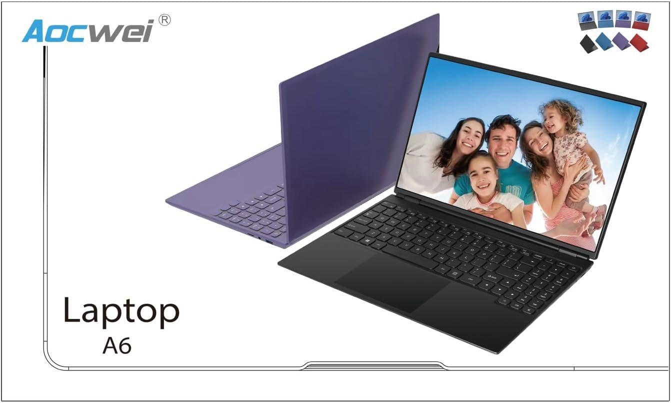 AOCWEI A6 Notebook (Intel Celeron N5095, UHD 600, 512 GB SSD, FHD 2,9 GHz reibungsloses Multitasking beeindruckendes Entertainment)