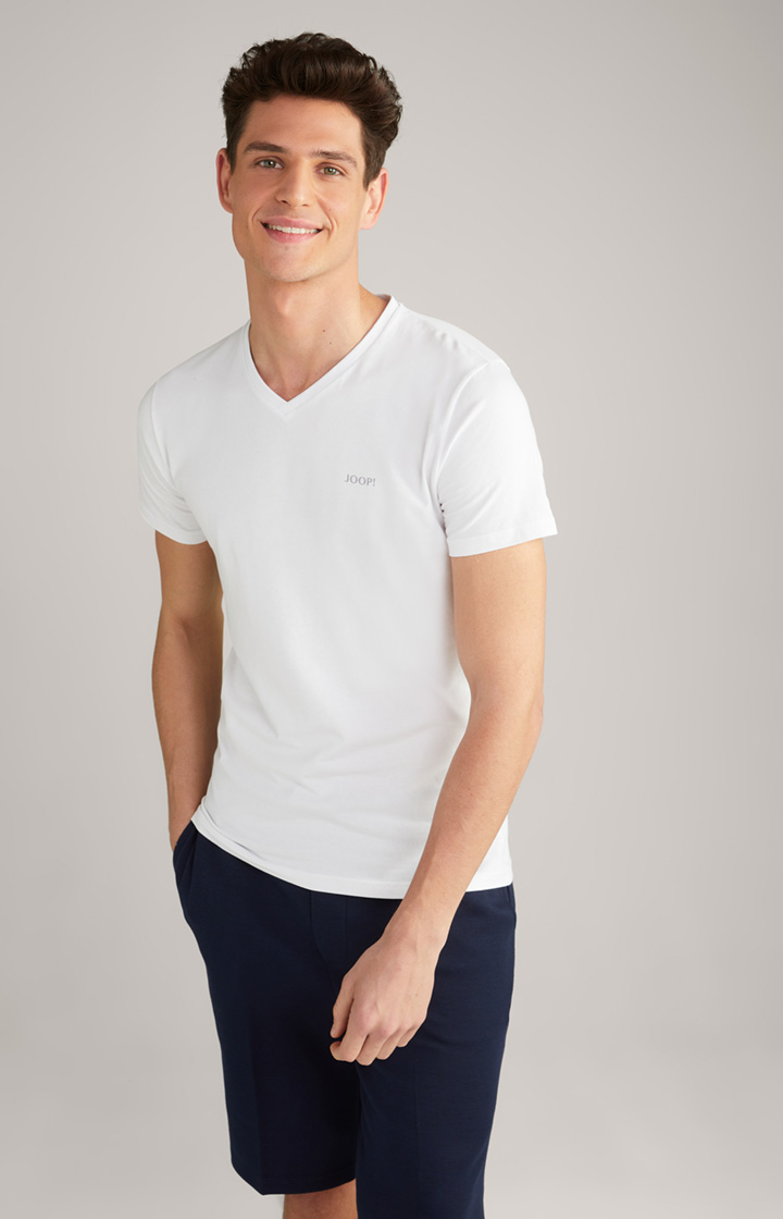 2er-Pack Feiner Stretch T-Shirts in Weiß