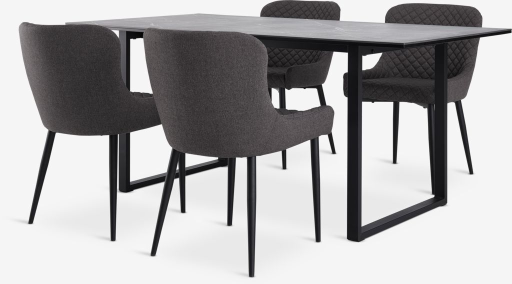 MOSELUND PEBRINGE MOSELUND L180 stół ceramiczny 4 krzesła PEBRINGE szary/szary