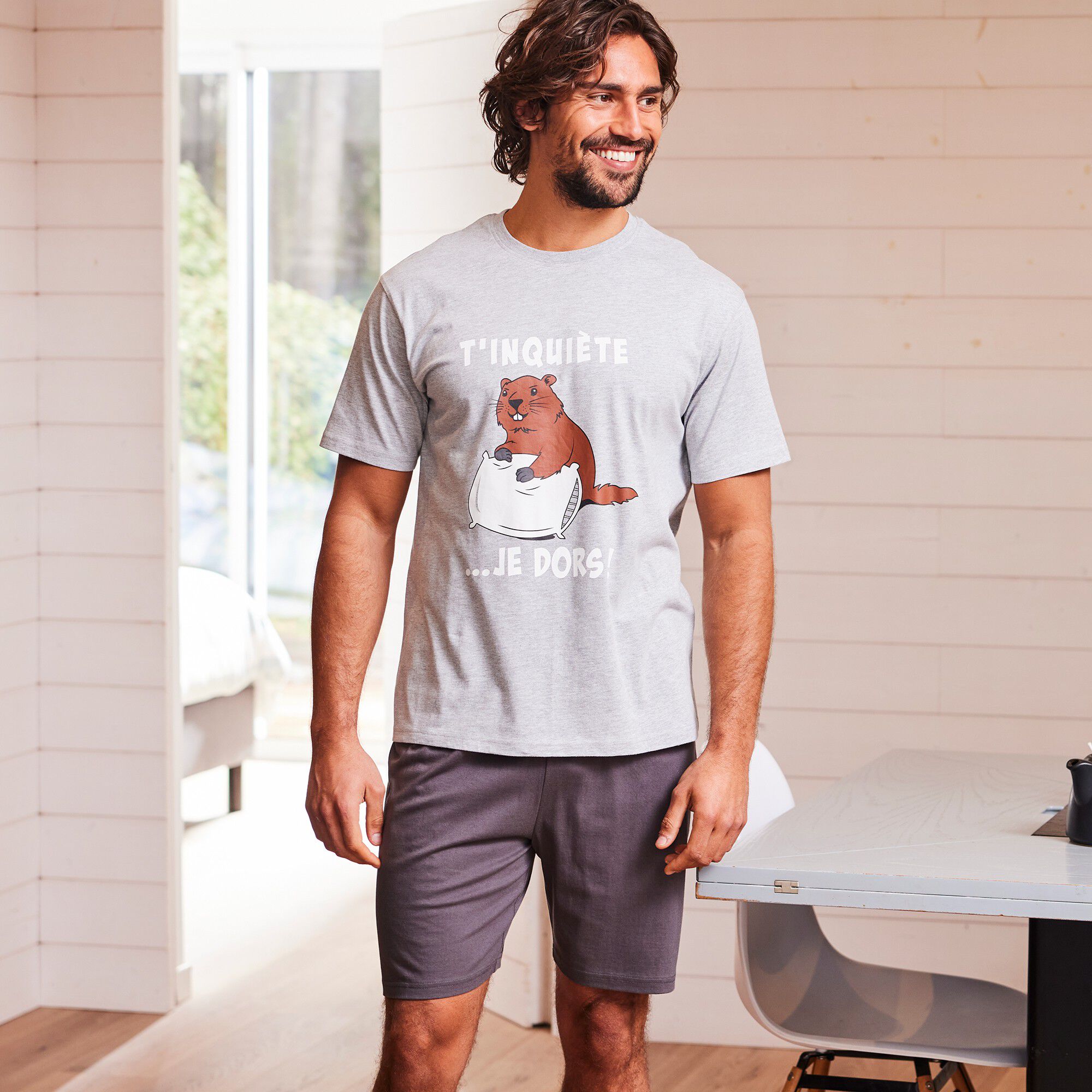 Pyjama short manches courtes marmotte