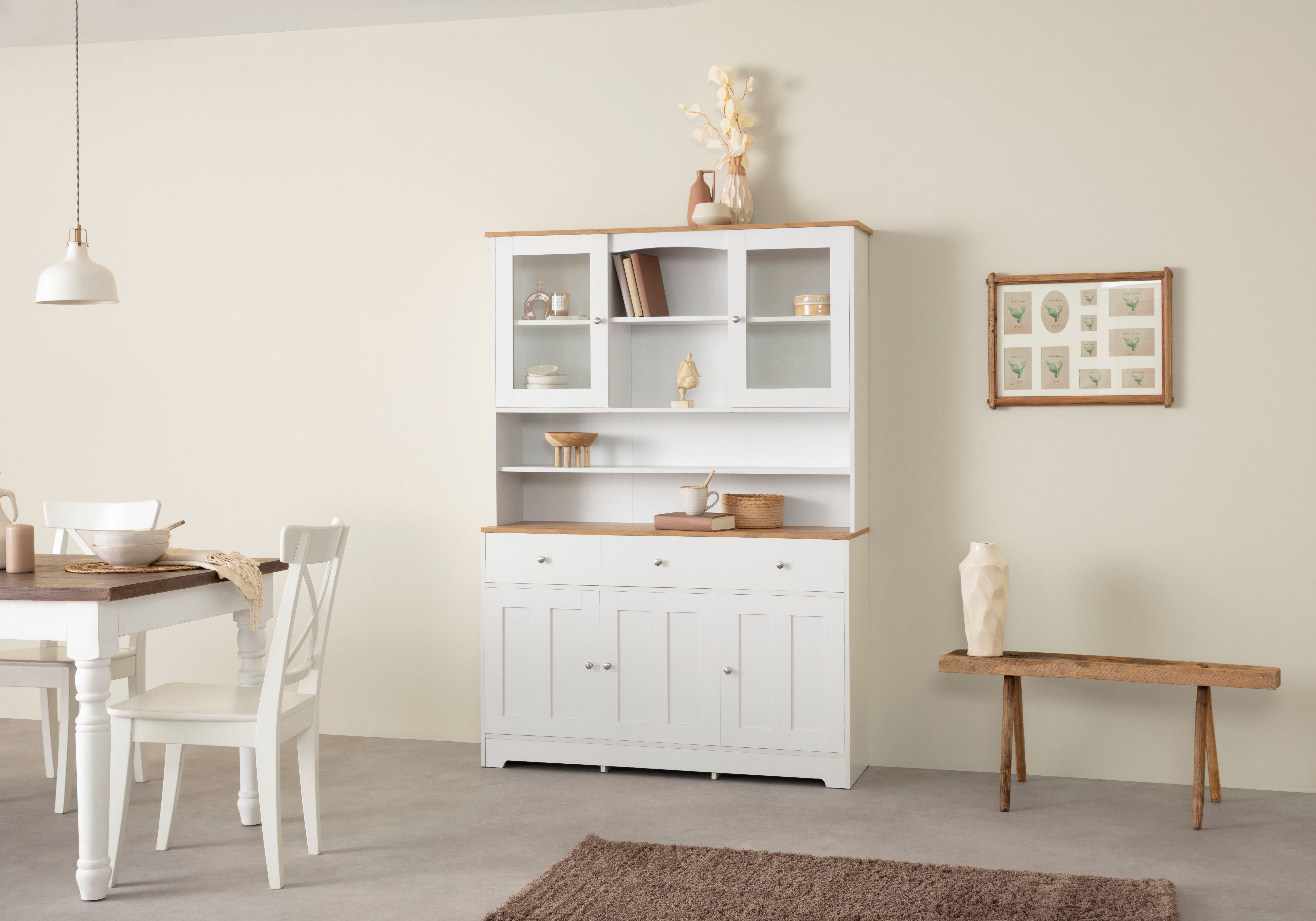 Home affaire Buffet Kate Breite 128 cm, mit Glastüren und Holztüren, Metallgriffe, Höhe 182 cm