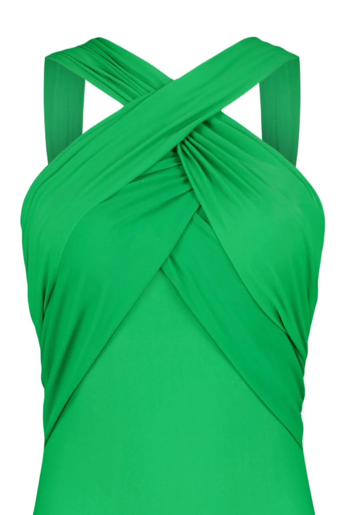Trendyol Collection  Grüner, drapierter Badeanzug mit Rundhalsausschnitt und normalem Bein TBESS20MA0298
