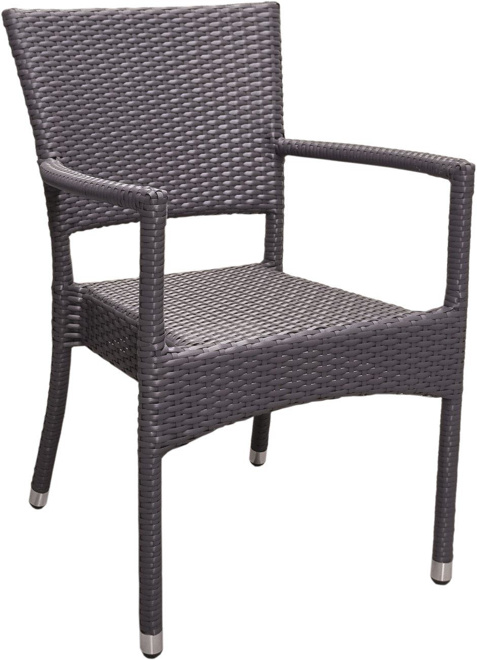 Konway Stapelstuhl ROM (4 St), 4x KONWAY® ROM Stapelsessel Schiefergrau Polyrattan Sessel grau