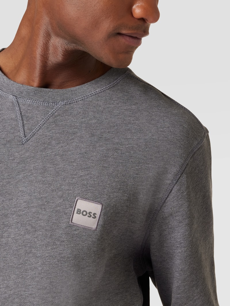 Sweatshirt mit Logo-Patch Modell 'WESTART' in mittelgrau