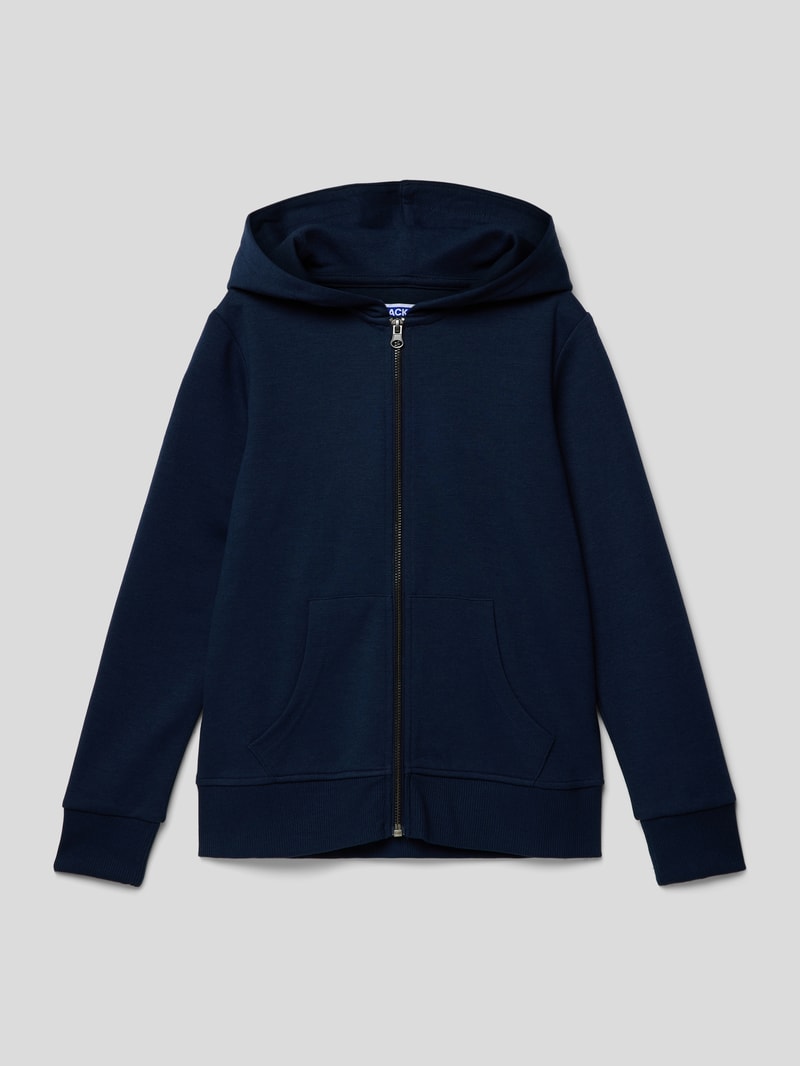 Sweatjacke mit Eingrifftaschen Modell 'BASIC' in marineblau