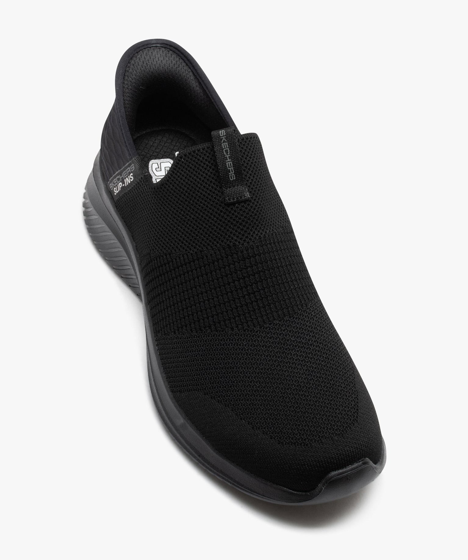Baskets homme unies en maille sans lacets - Skechers noir | GEMO