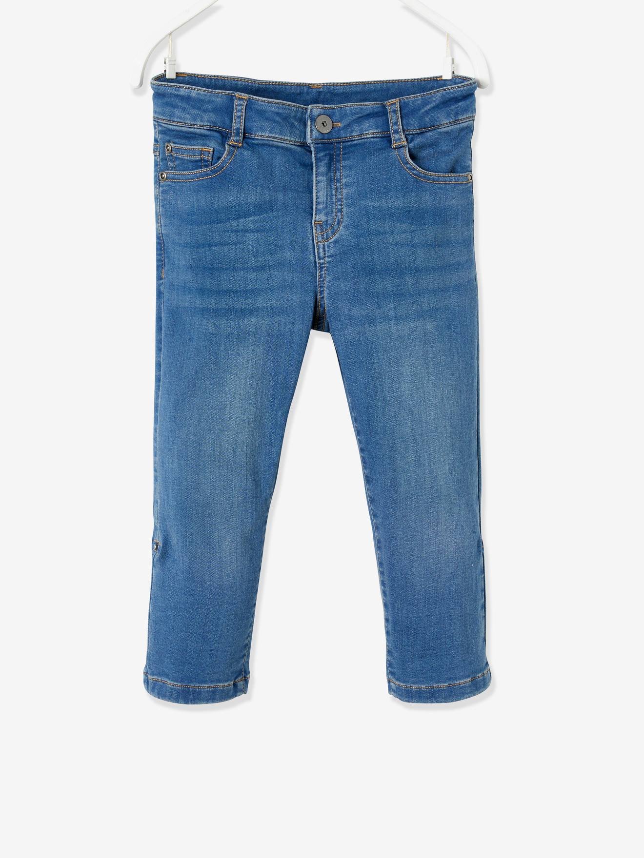 Pantacourt en molleton effet denim garçon retroussable en bermuda stone