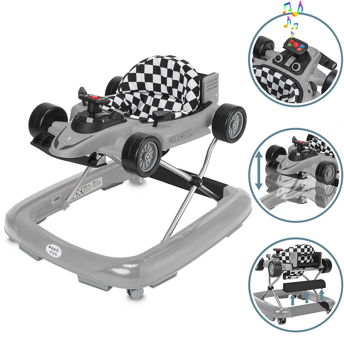 Lauflernwagen Lauflernhilfe Gehfrei 2 in1 mit Sound LITTLE SPEEDSTER 70 x 62 x 40 cm