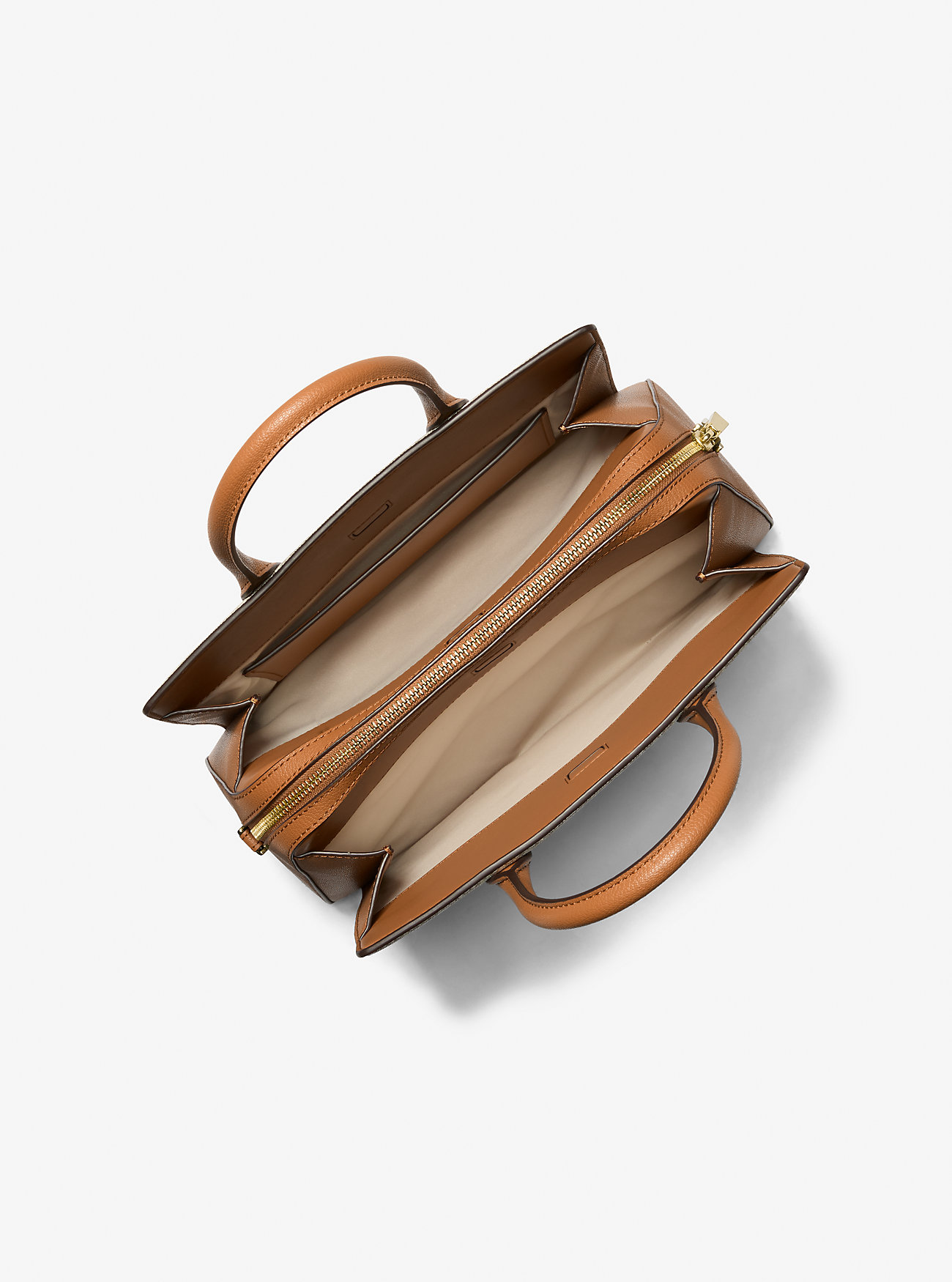 Laila Medium Signature Logo Satchel - VANILLA/ACORN