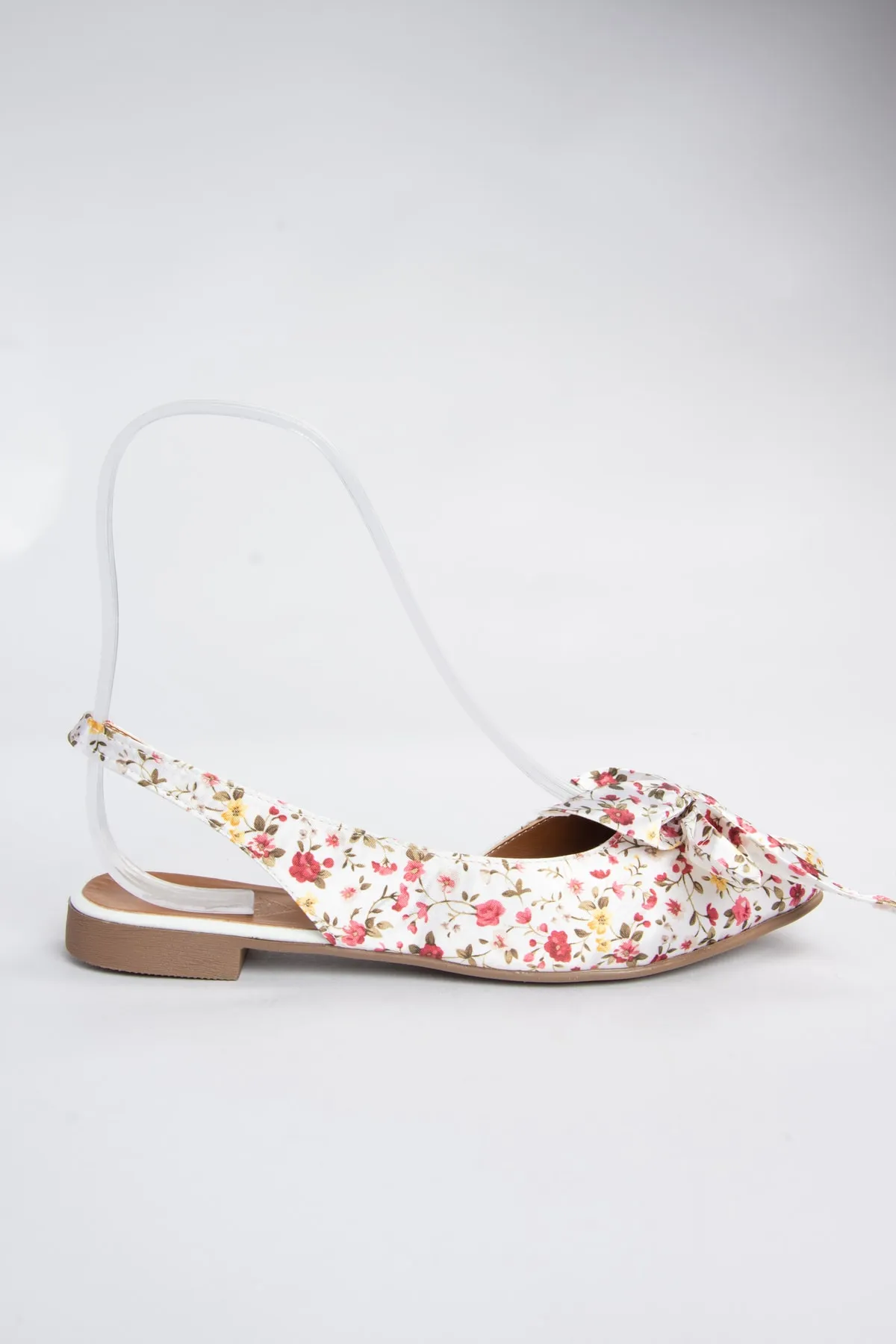 Fox Shoes  Beige/roter Stoff mit Blumendruck für Damen, Ballerina, Ballerina H726809004
