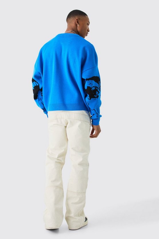 Kastiger Oversize Jacquard-Strickpullover