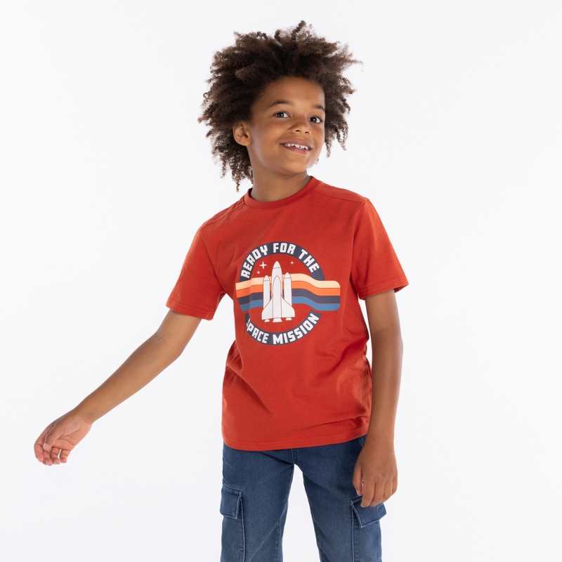 T-shirt à motif fusée orange garçon
