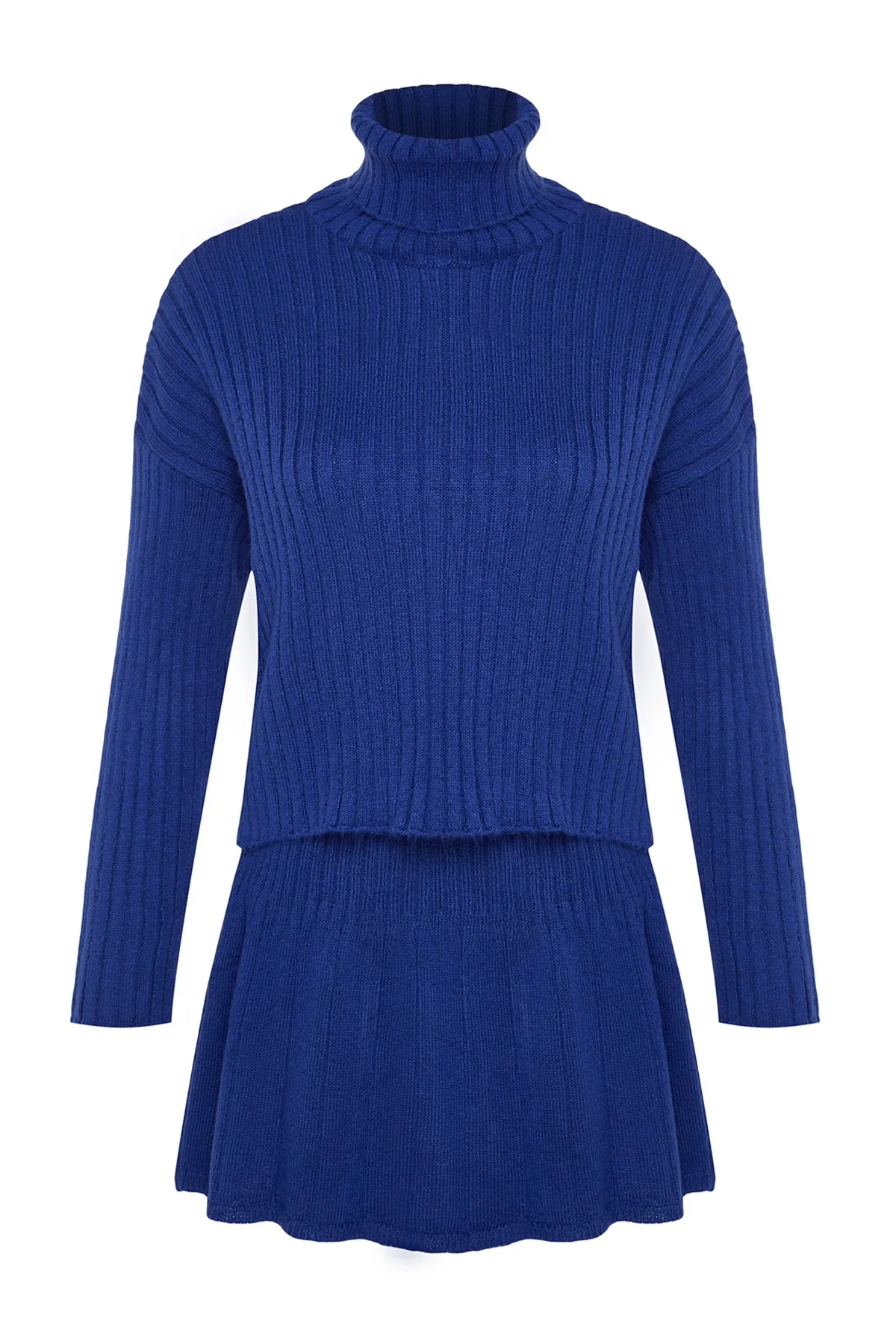 Trendyol Collection  Saks Crop Strickoberteil und Unterteil-Set TWOAW24AU00019