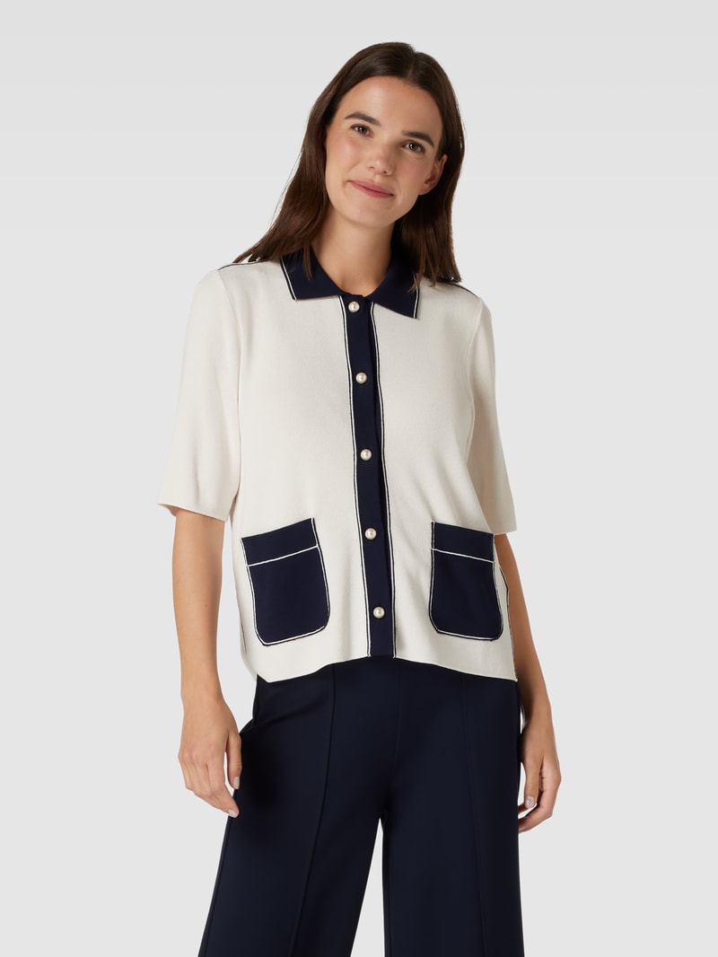 Poloshirt aus Viskose-Mix mit Knopfleiste in ecru