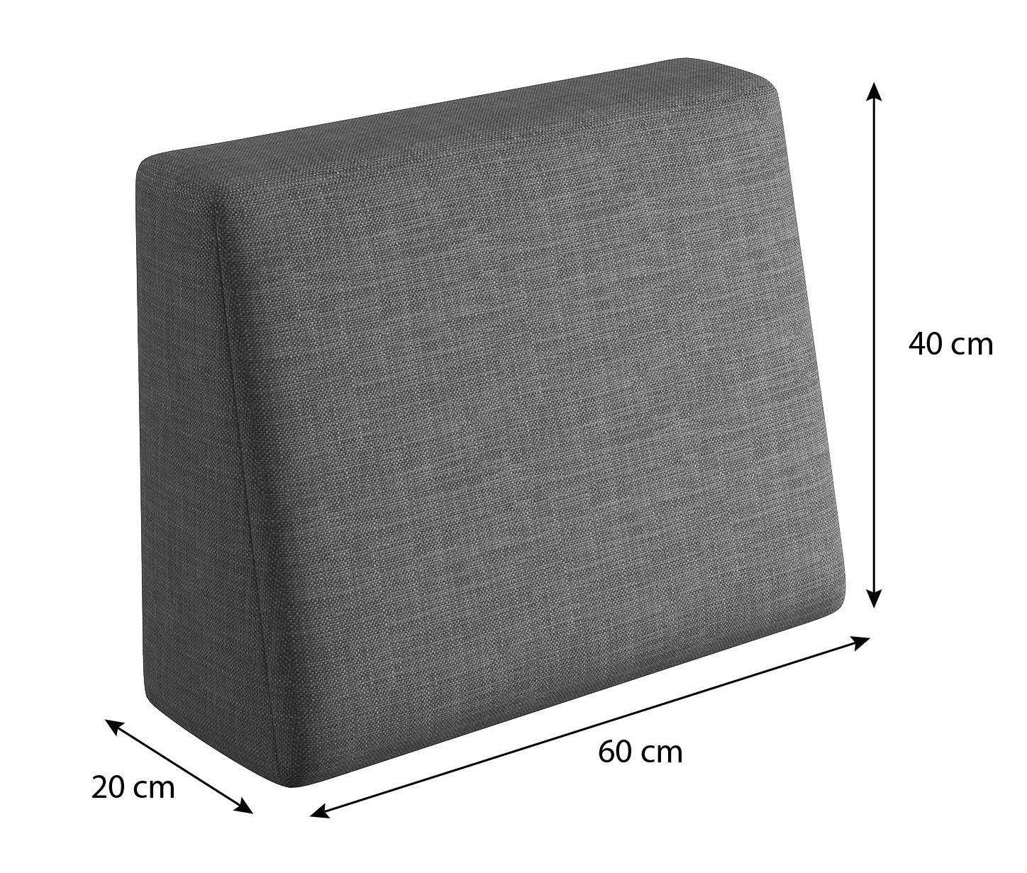 sunnypillow Rückenkissen Palettenkissen mit abnehmbarem Bezug Seitenkissen 60x40x20/10cm, Anthrazit