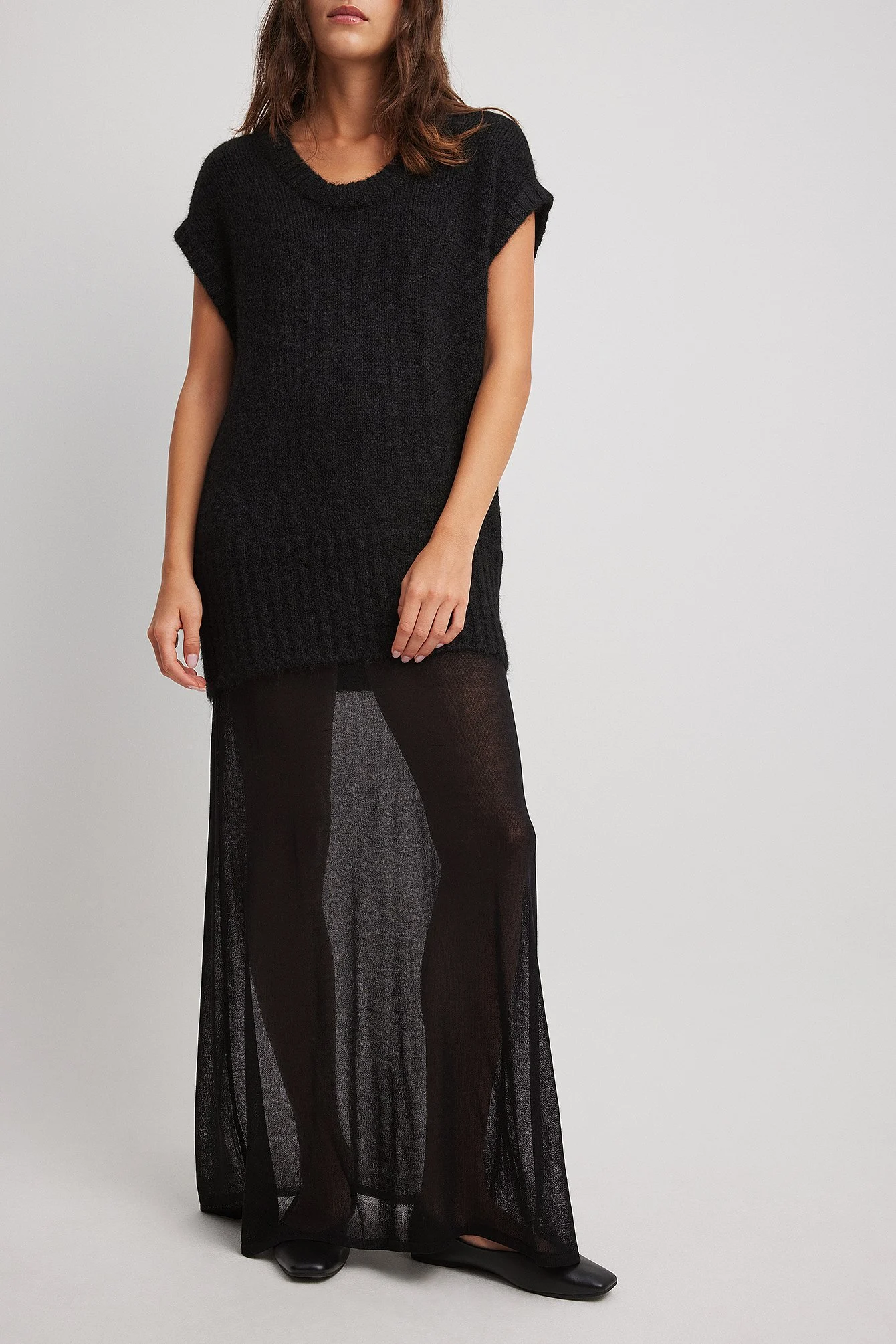 Maxikleid aus Strick-Mix