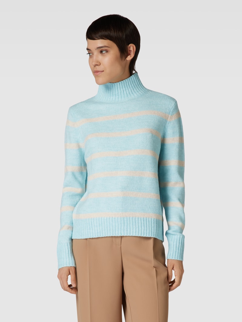 Strickpullover mit Stehkragen in bleu