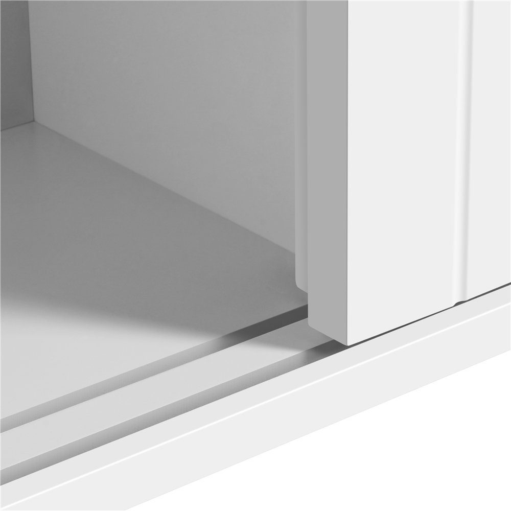 Yaheetech Badkommode, mit Schiebetüren Rollen, aus MDF-Holzplatten
