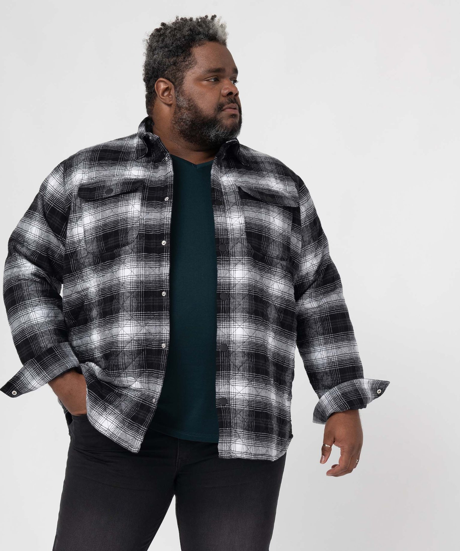 Surchemise homme grande taille à carreaux noir | GEMO