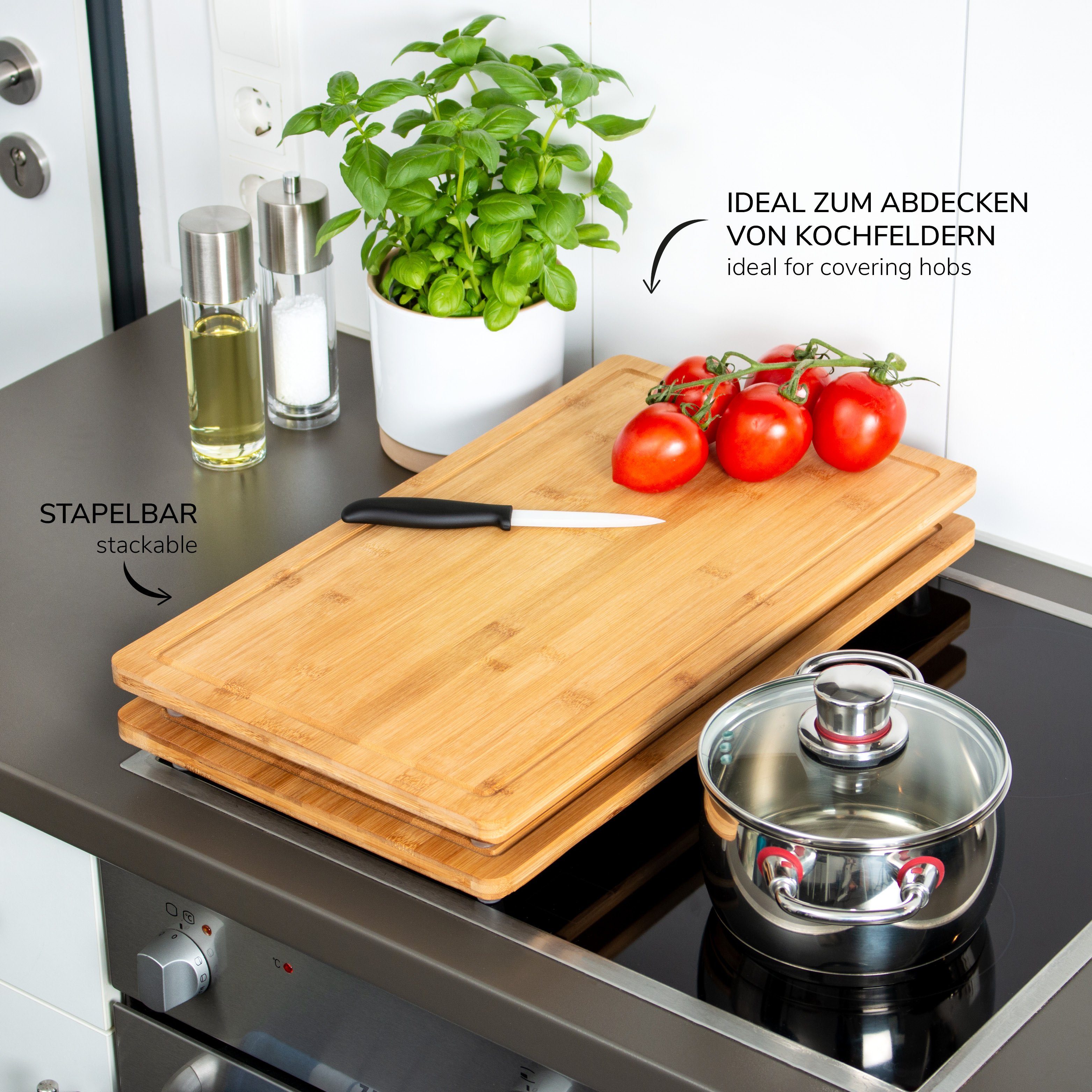 bremermann Herd-Abdeckplatte bremermann Herdabdeckplatte - 2er Set aus Bambus ca. 52 x 4 x 30 cm, Bambus, (Komplettset)