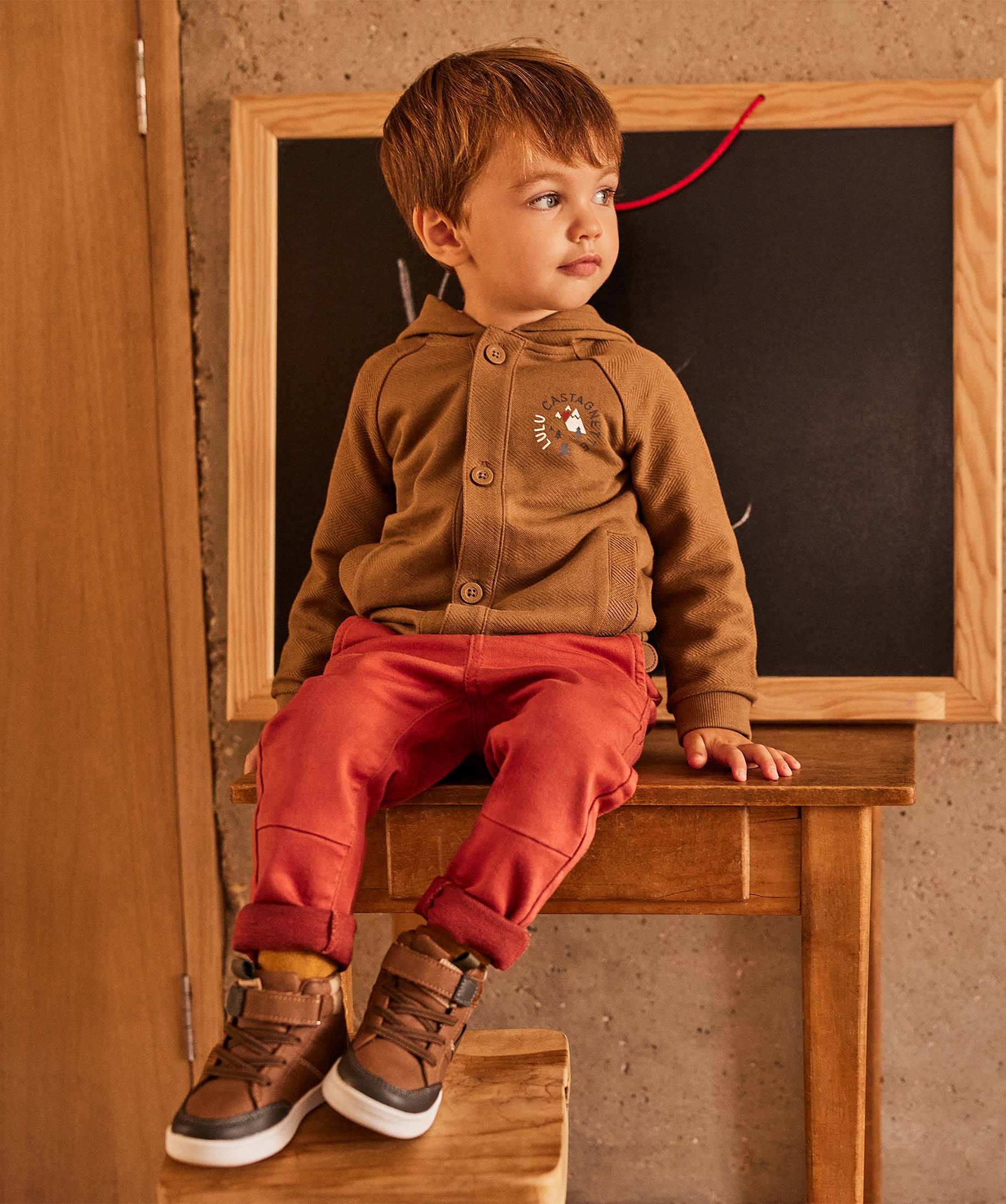 Pantalon bébé Garçon en toile extensible avec ceinture -... rouge | GEMO