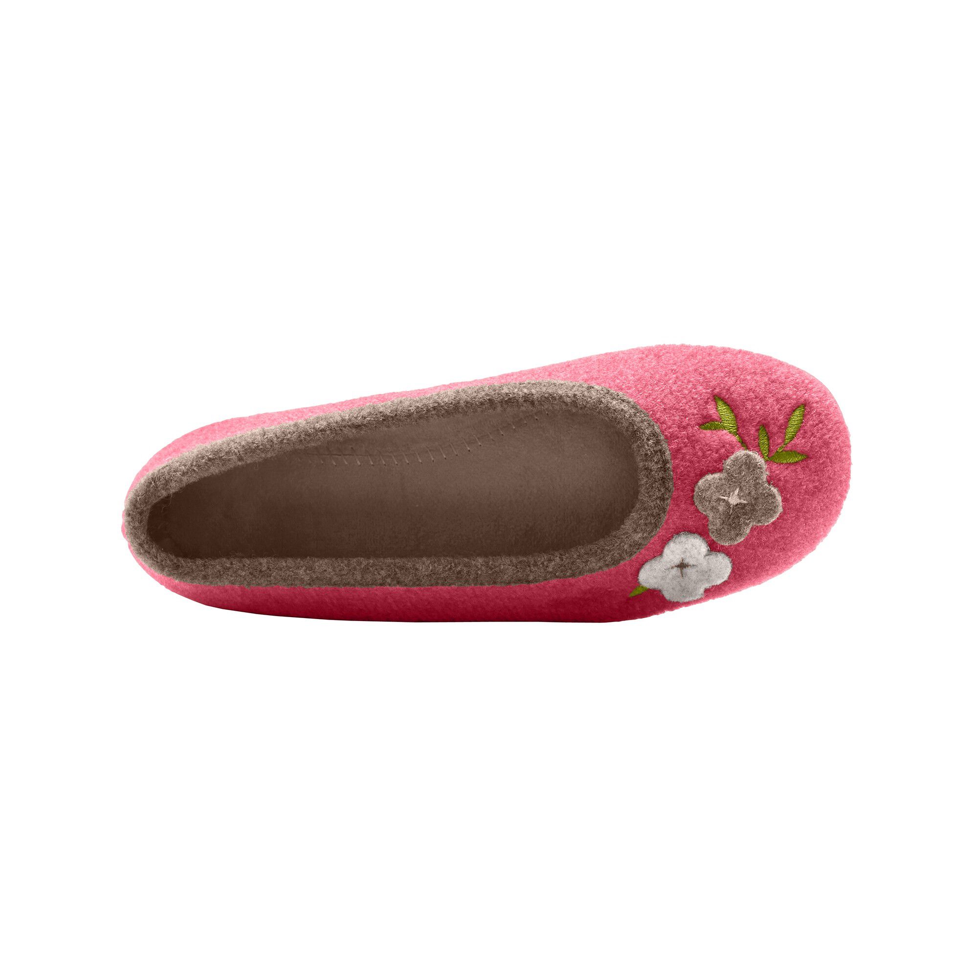 Chaussons ballerines feutrine avec fleur appliquée