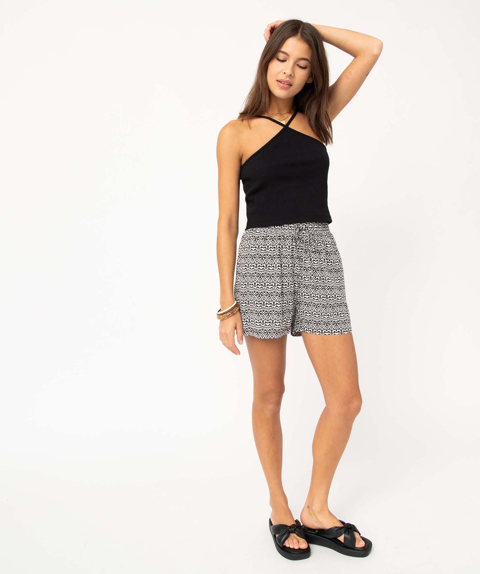 Débardeur femme ctelé à bretelles fantaisie noir | GEMO