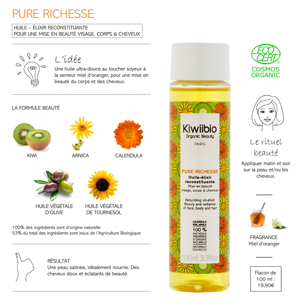 Kiwiibio PURE RICHESSE Huile élixir reconstituante