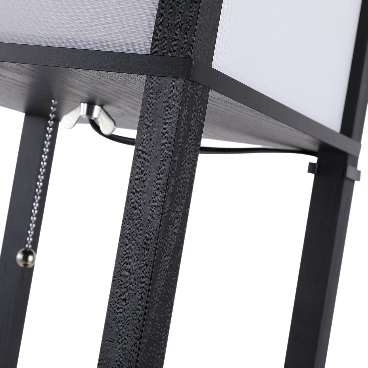 HOMCOM Stehleuchte mit Regalen Innenbeleuchtung Stehlampe E27 bis 40W Holzregal