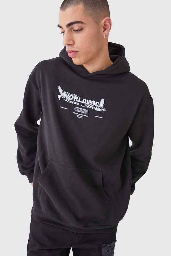 Oversize Hoodie mit Worldwide-Print