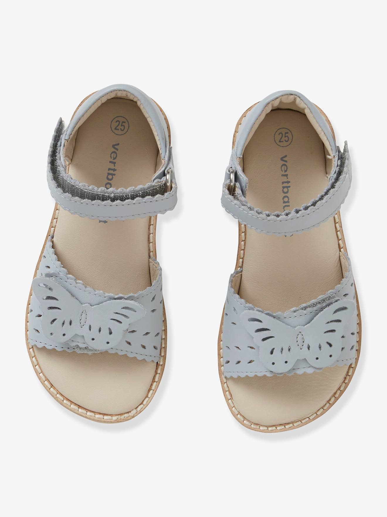 Sandales en cuir fille collection maternelle bleu clair