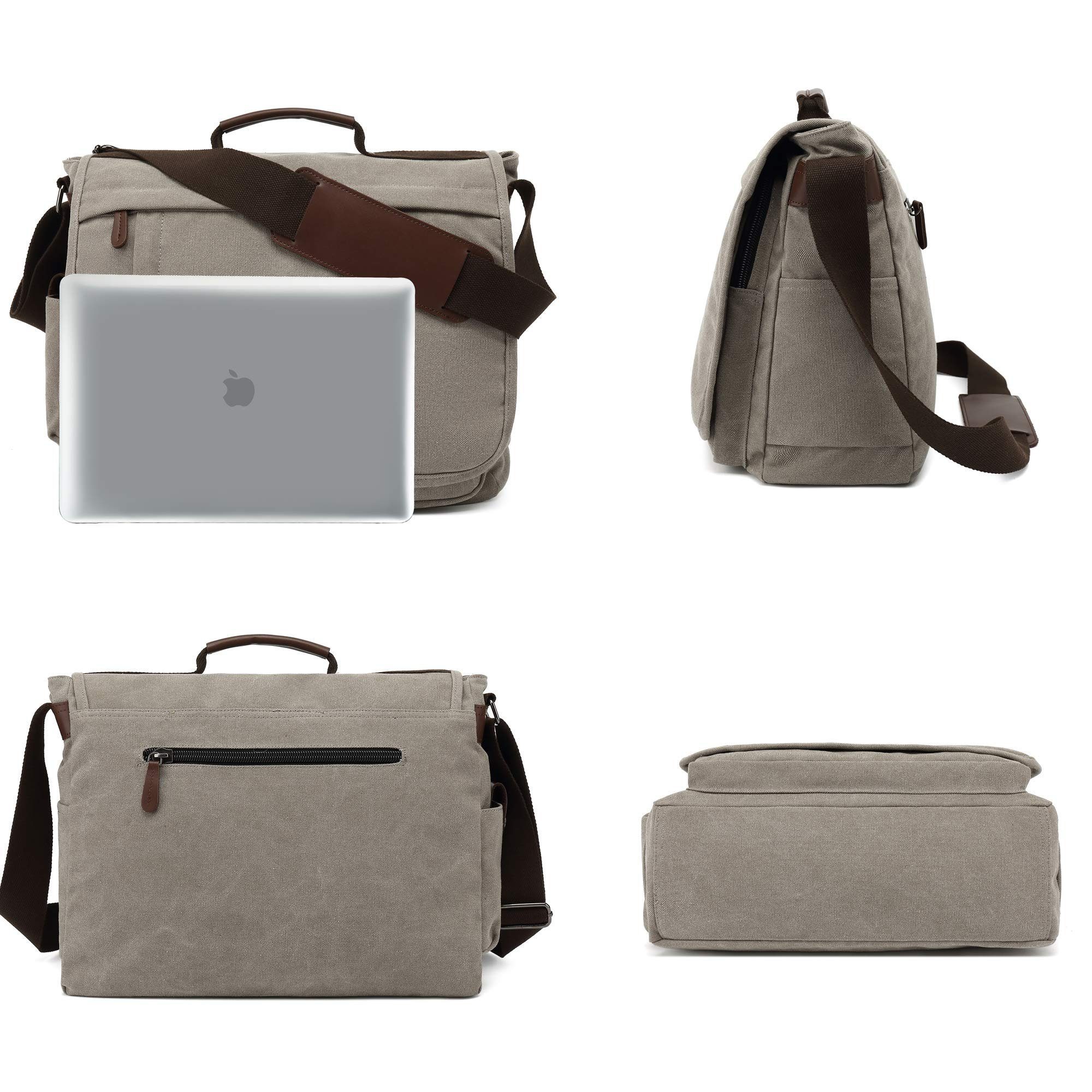 TAN.TOMI Aktentasche Umhängetaschen Herren aus Canvas Schultasche, Aktentasche groß (Schultertasche für Herren), Verstellbarer Schultergurt,Canvas Schultasche