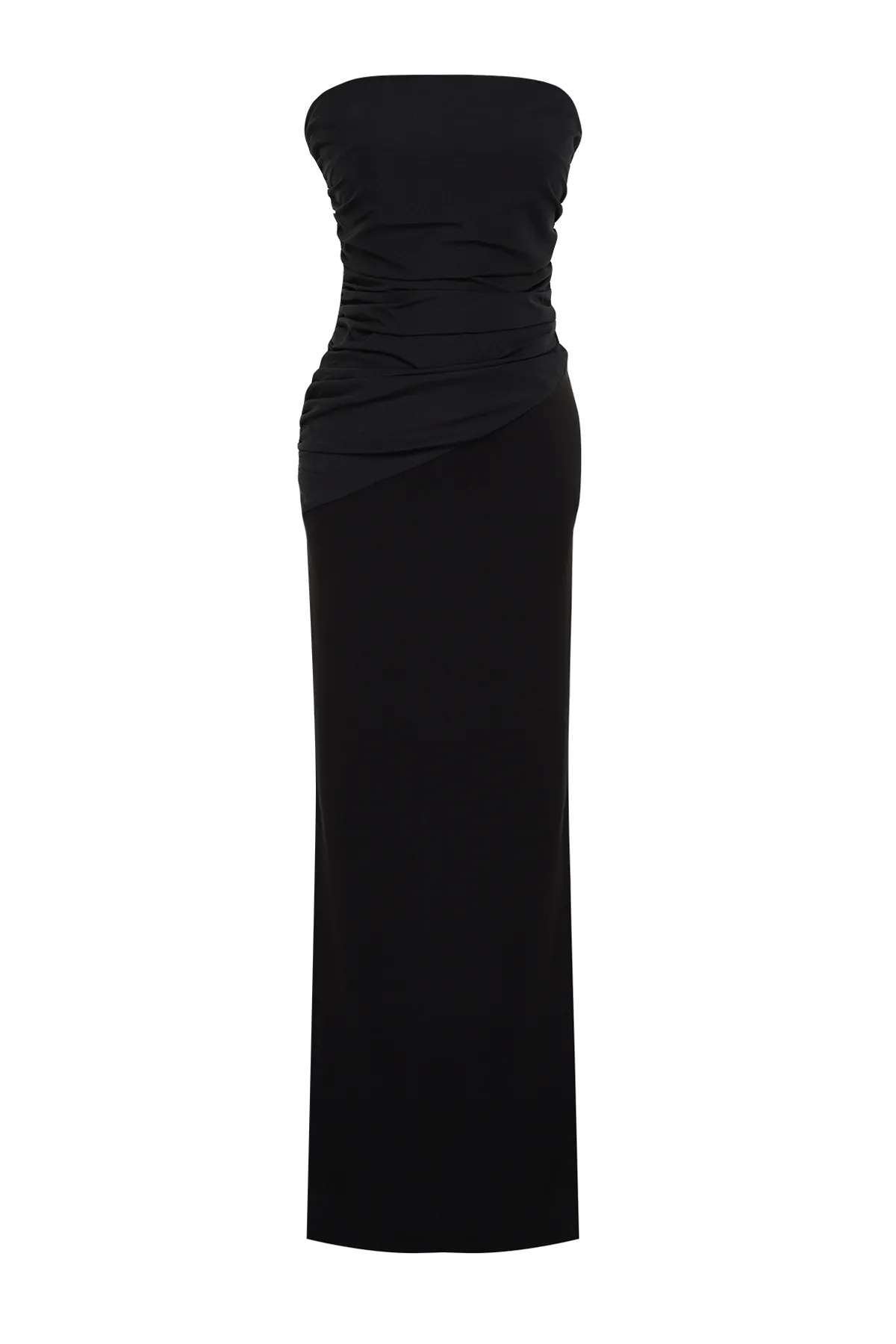 Trendyol Collection  Schwarzes, körperbetontes, gewebtes langes Abendkleid TPRSS24AE00053