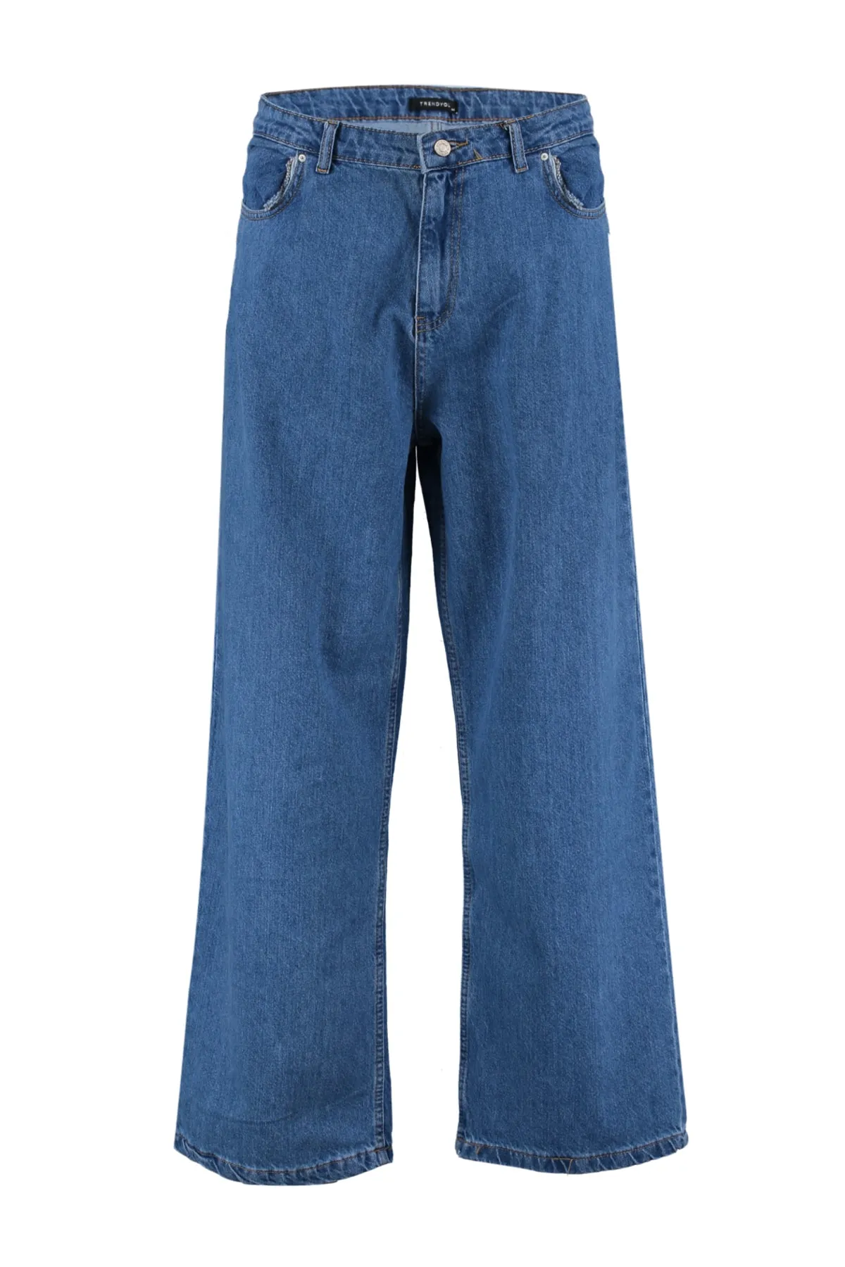 Trendyol Curve  Blaue, weit geschnittene Jeans mit hoher Taille TBBAW23CJ00020