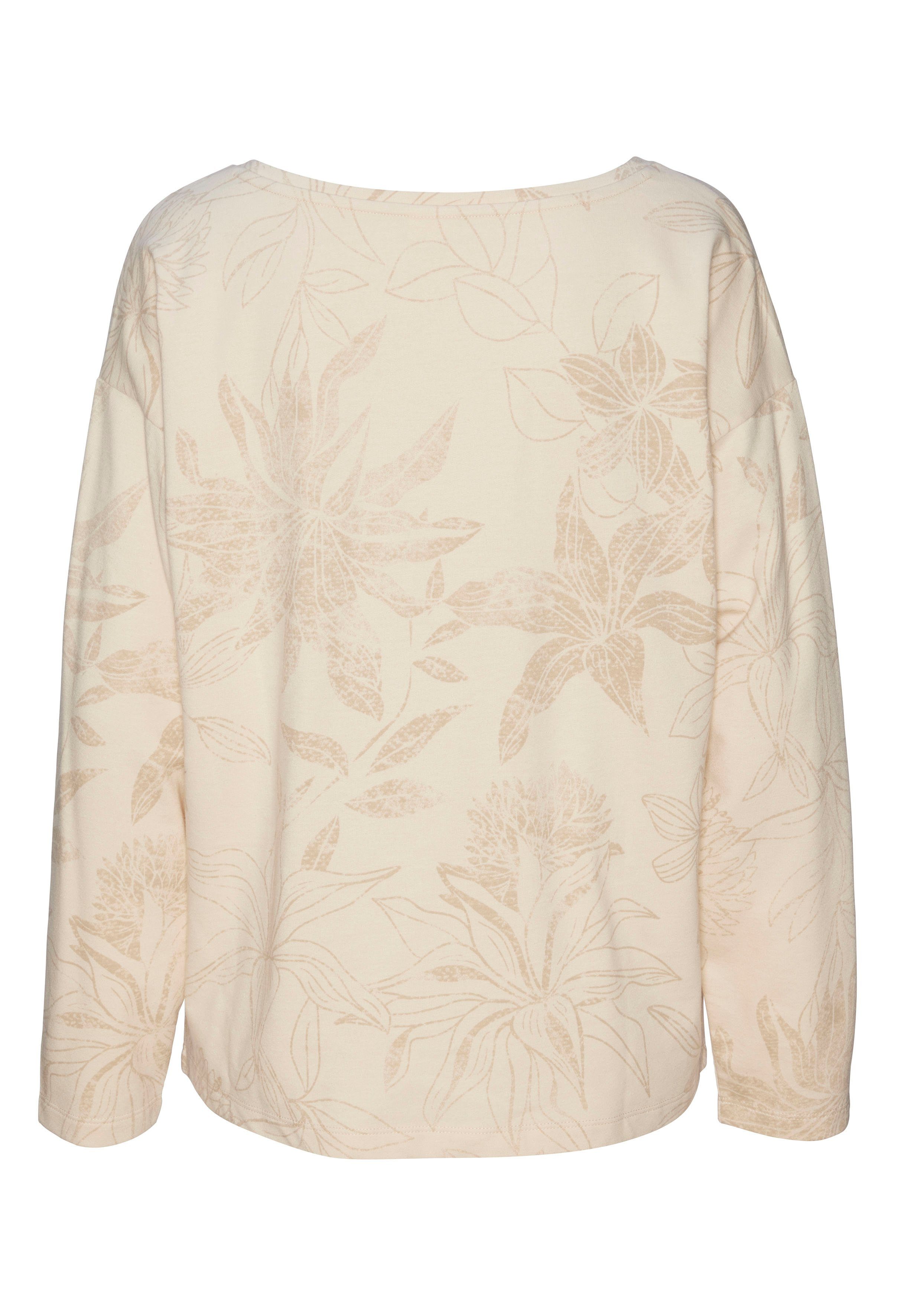 LASCANA Sweatshirt mit floralem Alloverdruck, Loungewear, Loungeanzug