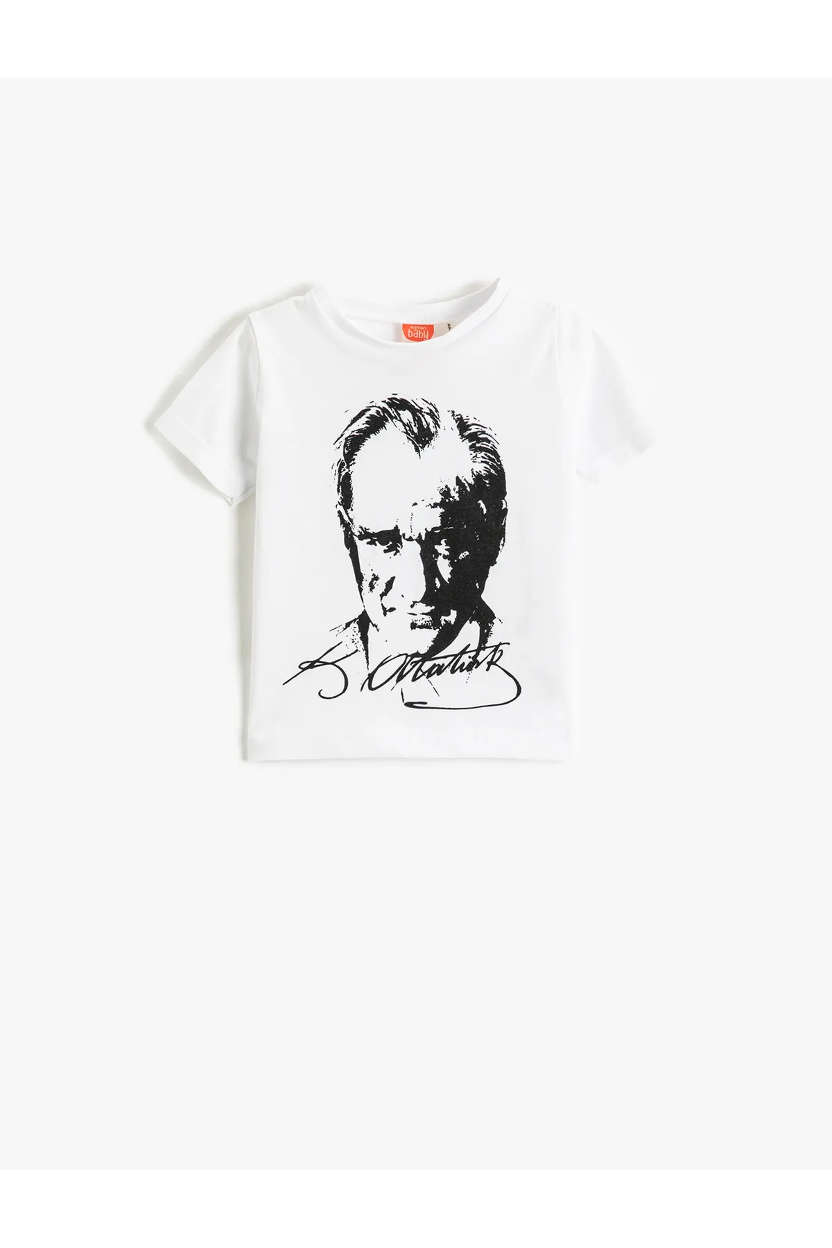 Koton  Atatürk bedrucktes T-Shirt mit kurzen Ärmeln und Rundhalsausschnitt