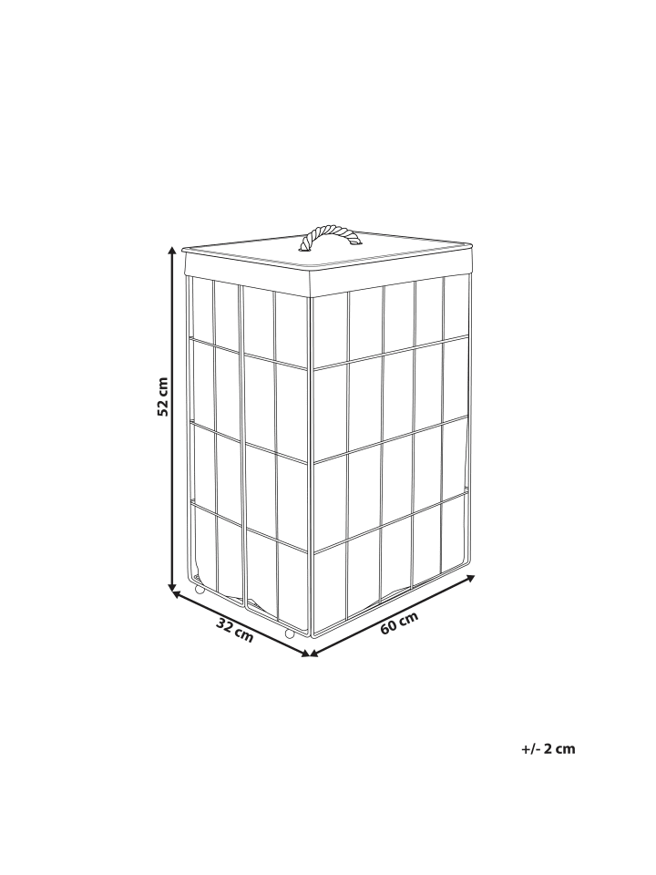 Beliani Wäschekörbe MIRISSA in Weiß/Heller Holzfarbton - (W) 60 x (H) 52 x (L) 32 cm günstig kaufen onesize