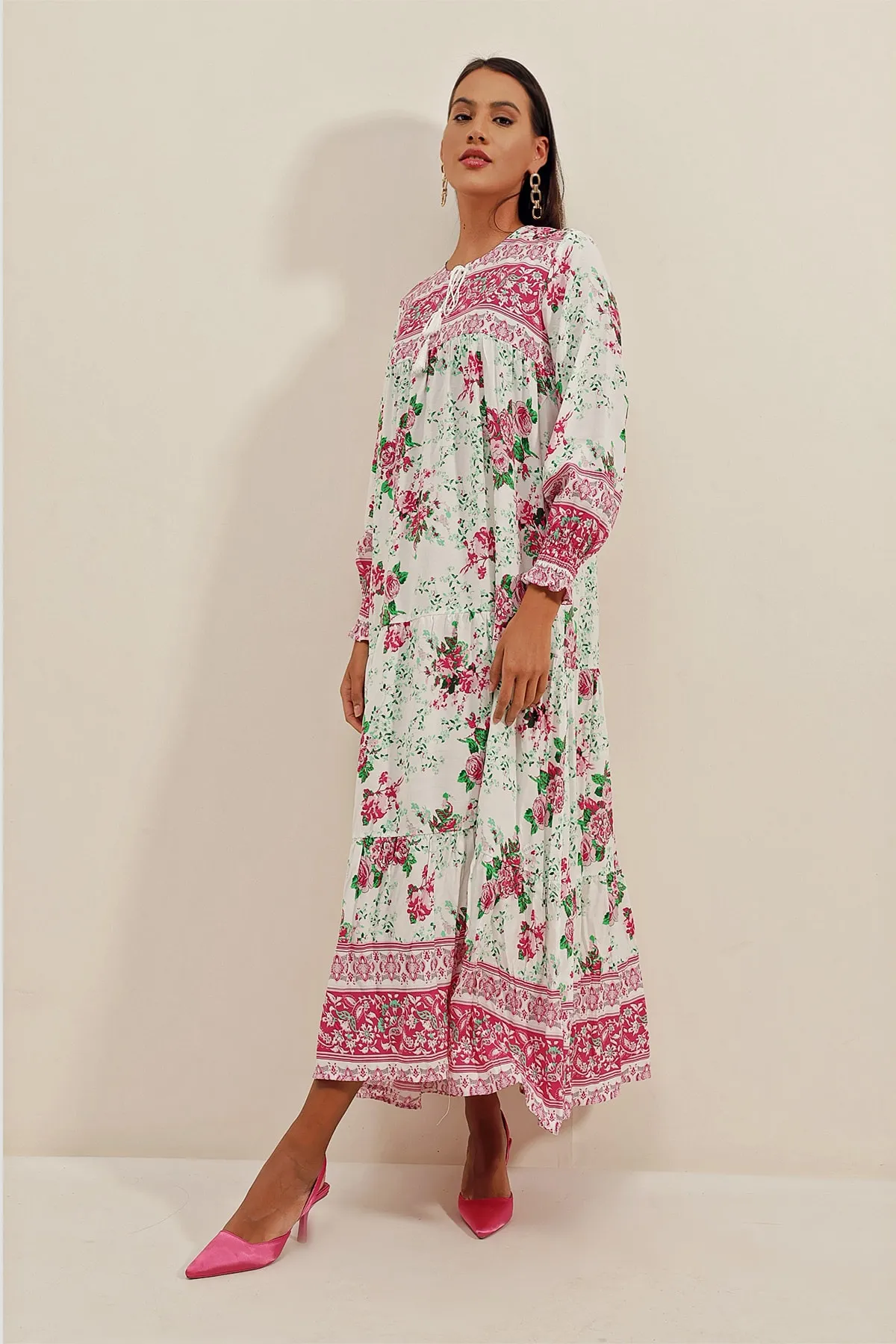 Bigdart  1947 Gemustertes langes Kleid Y Fuchsia