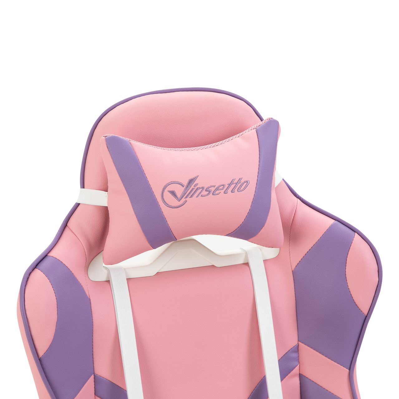 Vinsetto Ergonomischer Gaming Stuhl Bürostuhl Drehstuhl Verstellbares Massage Lendenkissen Höhenverstellbar Rosa&Violett 69x56x125,5 cm