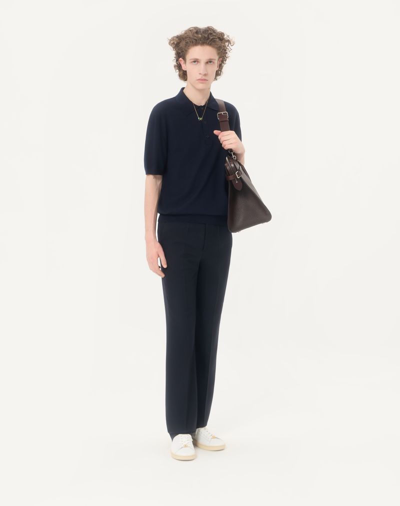 Valentino poloshirt i uld med V-logo-broderi